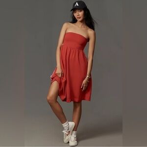 Anthropologie Daily Practice Strapless Side Bow Midi Dress
